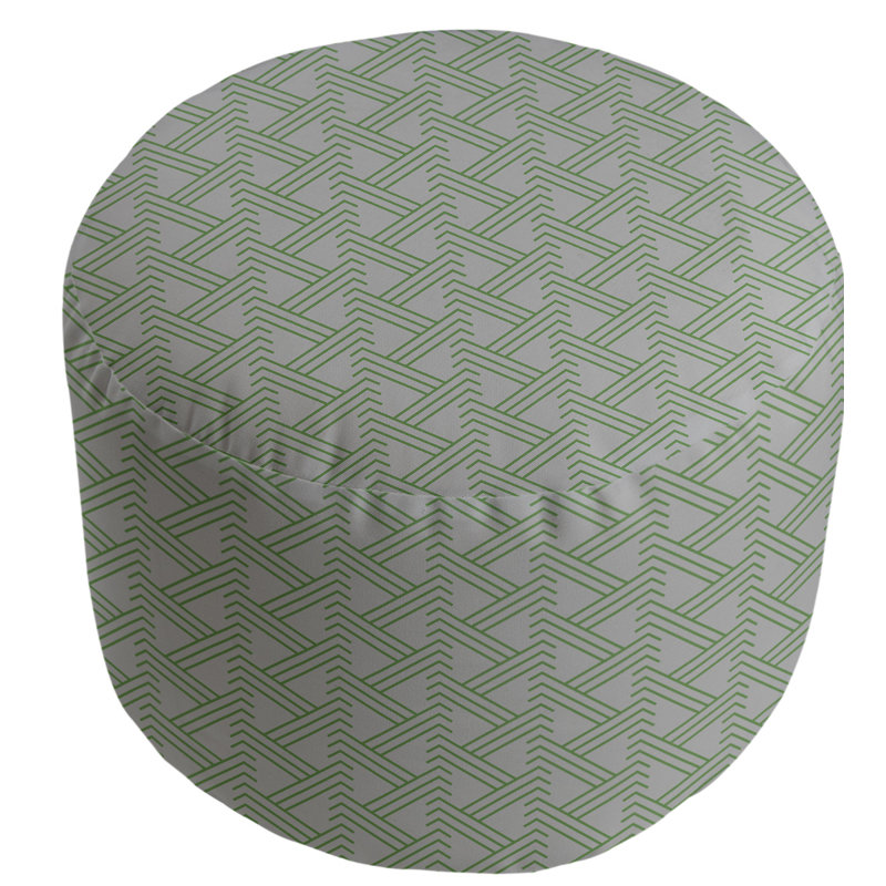 Upholstered Pouf, Gray/Green