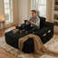 Chaise longue moderne surdimensionnée de 170 cm (67 po) en flanelle sans os, noire, aucun assemblage requis