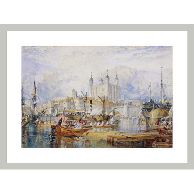 «The Tower of London» par Joseph Mallord William Turner, impression giclée encadrée, H 22,06 po x l 29,5 po