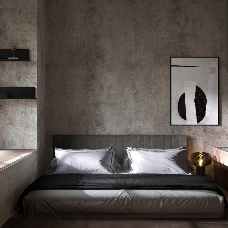 Papier peint adhésif industriel moderne en béton - Finition mate épaissie, amovible, auto-adhésive et imperméable pour un décor intérieur élégant