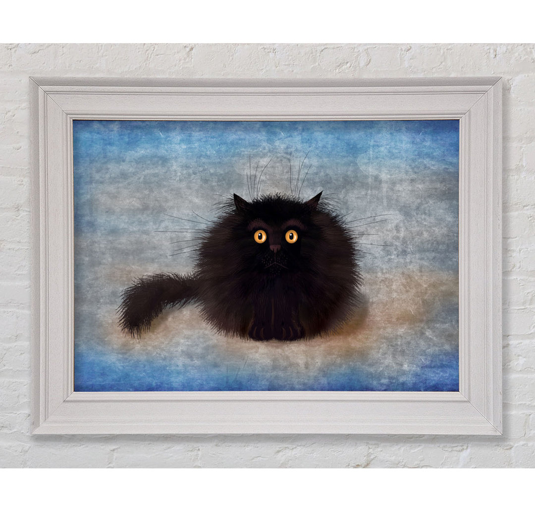 Black Fuzzy Cat - Einzelner Bilderrahmen Kunstdrucke