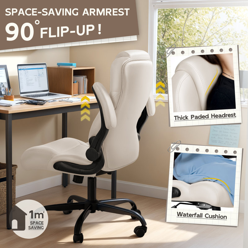 High Back Ergonomic Executive Chair with Headrest, White