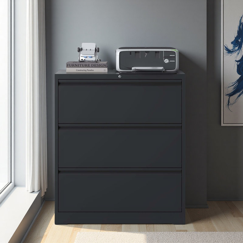 Lateral File Cabinet 3 Drawer, Filing Cabinet With Lock, Lockable File Cabinet For Home Office, Locking Metal File Cabinet For Legal/Letter/A4/F4 Size