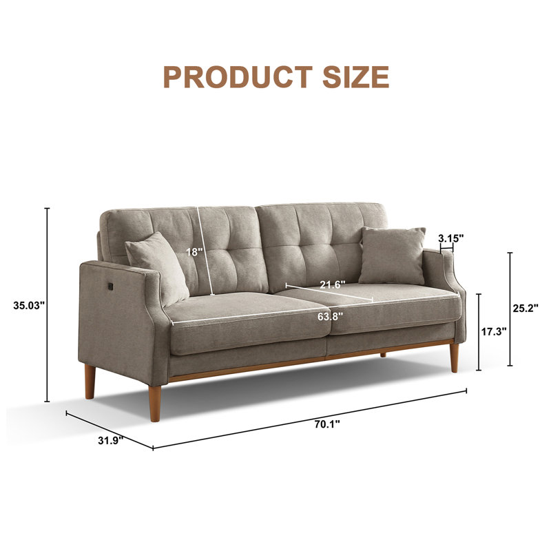 Canapé à accoudoirs carrés Reese, Polyester gris