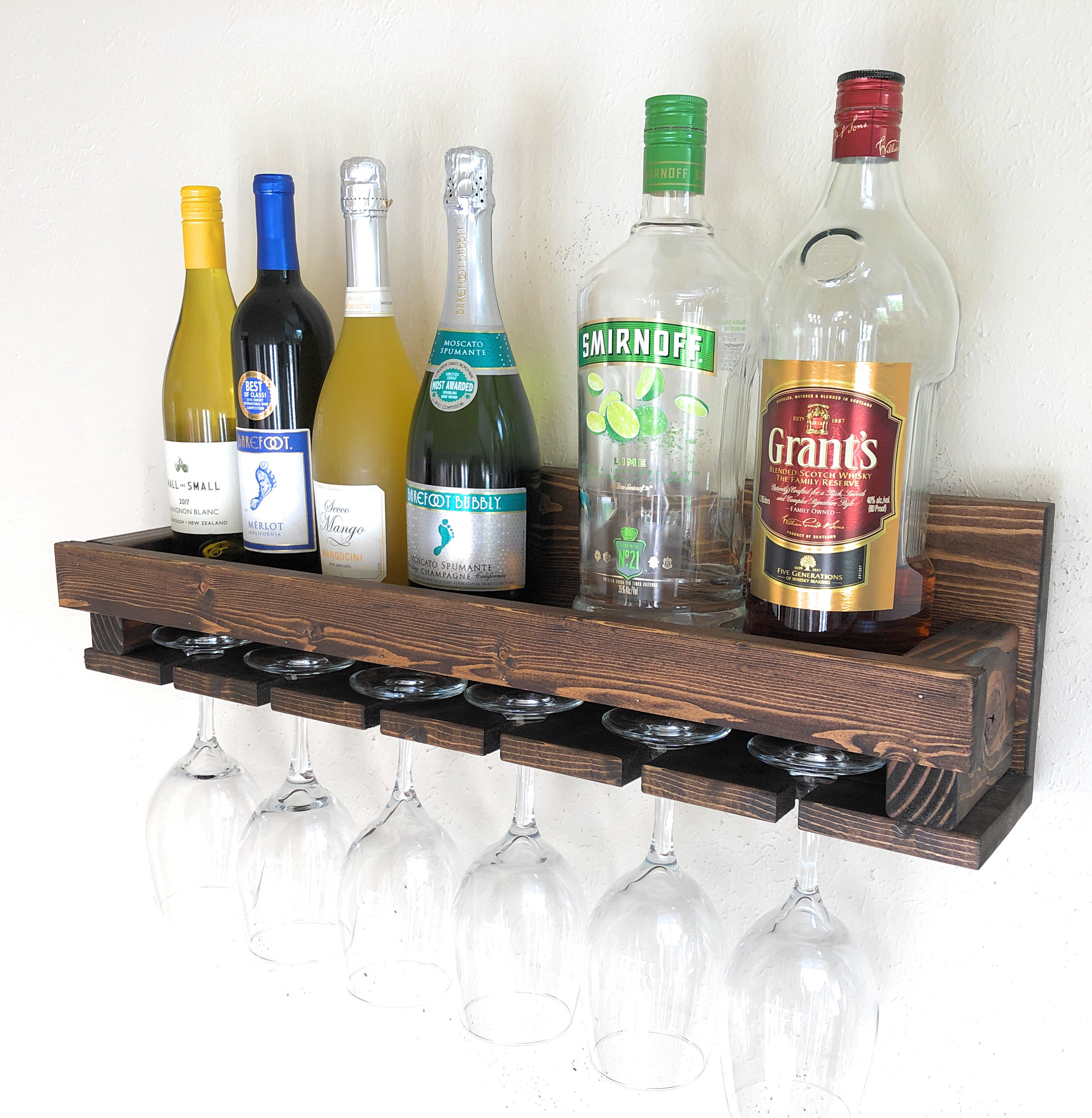 Millwood Pines Rothermel 8 Bottle Solid Wood Wall Mounted Wine Bottle ...