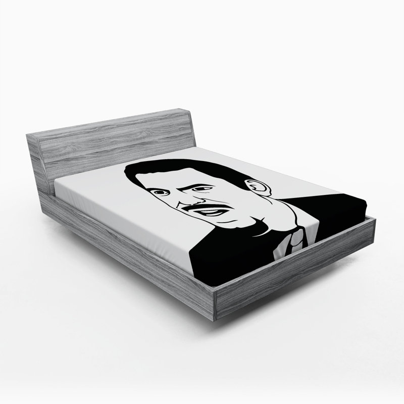 Full Size Black and White Microfiber Humor Print Fitted Sheet