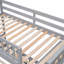Lit superposé simple au-dessus d'un lit double en bois avec six tiroirs et tablettes flexibles, lit inférieur à roulettes, gris-734543021