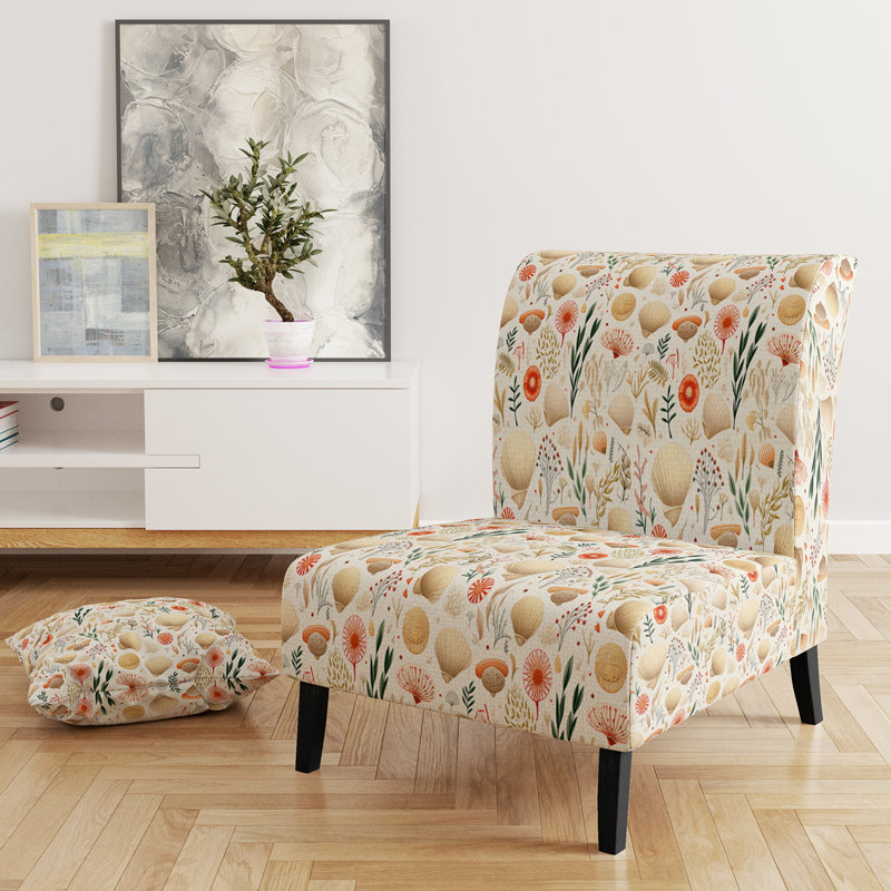 Fauteuil de chambre Seashell Serenity Tropical, Esquisse d'un motif tropical de coquillage II