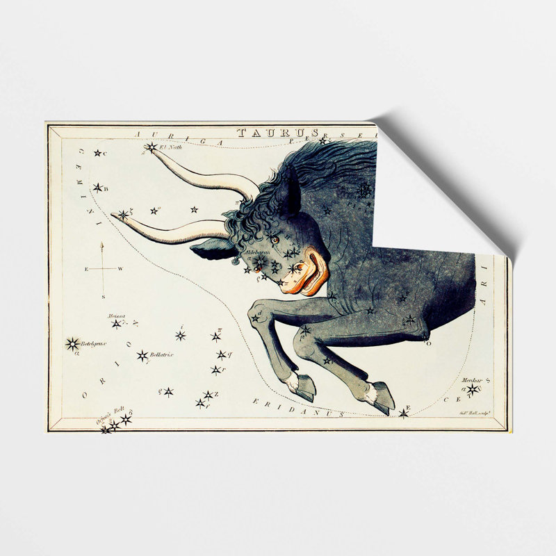 Astronomical Zodiac Chart Of The Taurus - No Frame Print, 29.7 cm H x 42 cm W