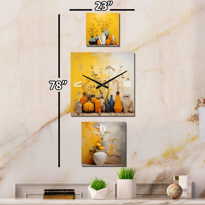 Rhyce - Horloge abstraite multipanel traditionnelle pour la décoration de salon