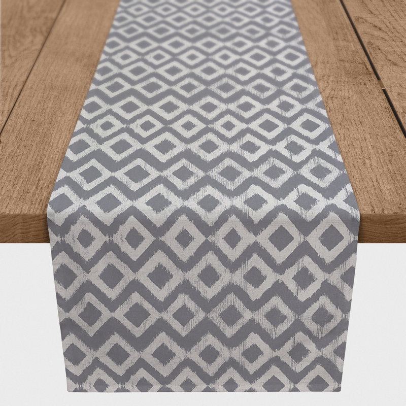 Fonseca Geometric Table Runner, 90" x 16", Dark Gray
