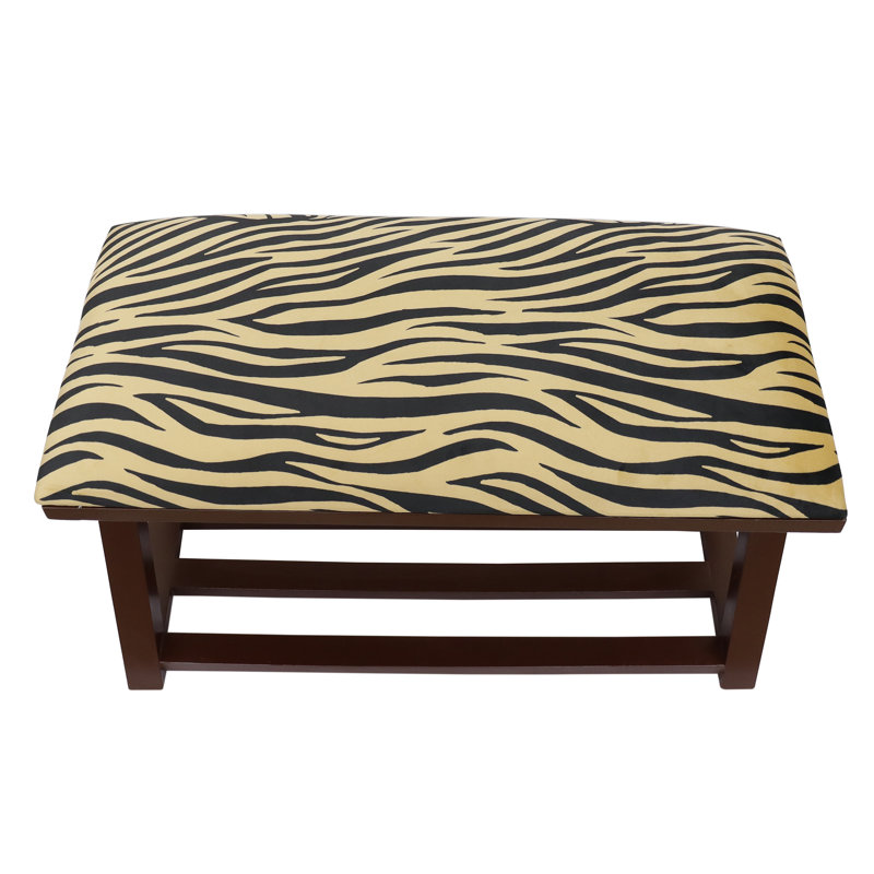 Banc de rangement rembourré avec tablettes, H 21 po x l 36 po x P 18 po, Imprimé animal noir / doré 2
