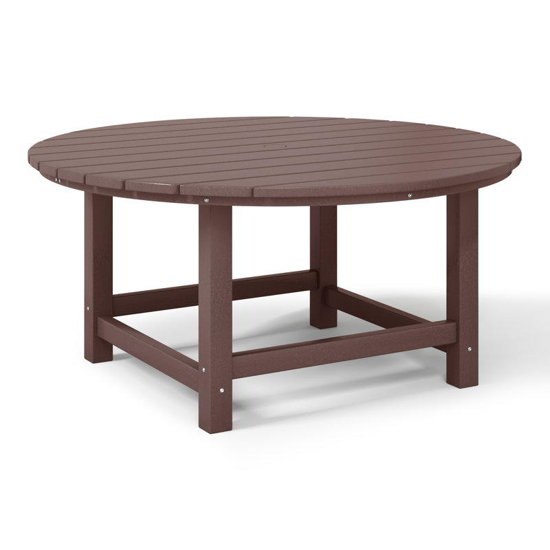 Laguna Outdoor Poly Adirondack 38" Round Coffee Table, Dark Brown