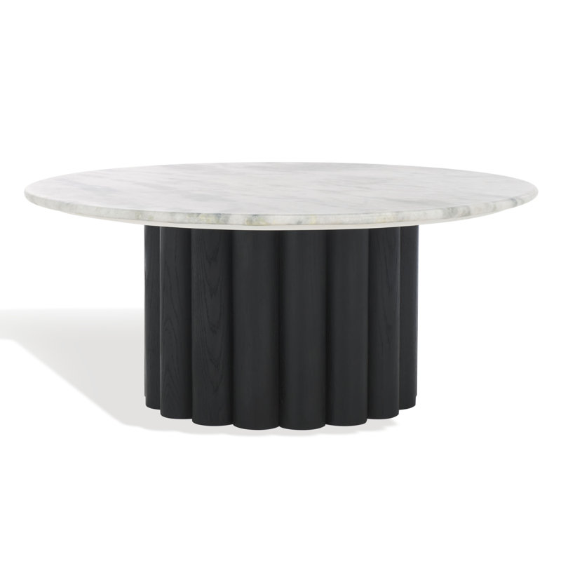 Roxiella Round Coffee Table, Black, White