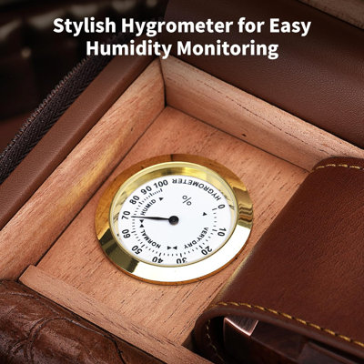 Étui à cigares de voyage, boîte en cuir doublée de bois de cèdre avec coupe-V intégré 3 en 1, humidificateur, hygromètre, pochette pour accessoires, rangement portable pour 8 cigares