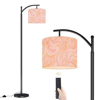 Arc Floor Lamp Soft Pink Peach Abstract Swirling Floor Lamps with Remote LED Lights Adjustable Lamp Shades Tall Standing Lamps for Reading Office Living Room