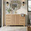 Meuble-lavabo simple de 120 cm (47,2 po) avec lavabo en résine SMC, 8 tiroirs et rangements, design cannelé, style moderne, salle de bain principale