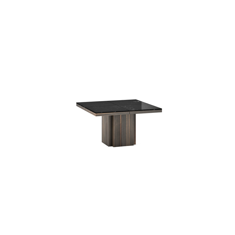 Laubestein Square Marble Top Dining Table, Black Marble / Smoked Eucalyptus