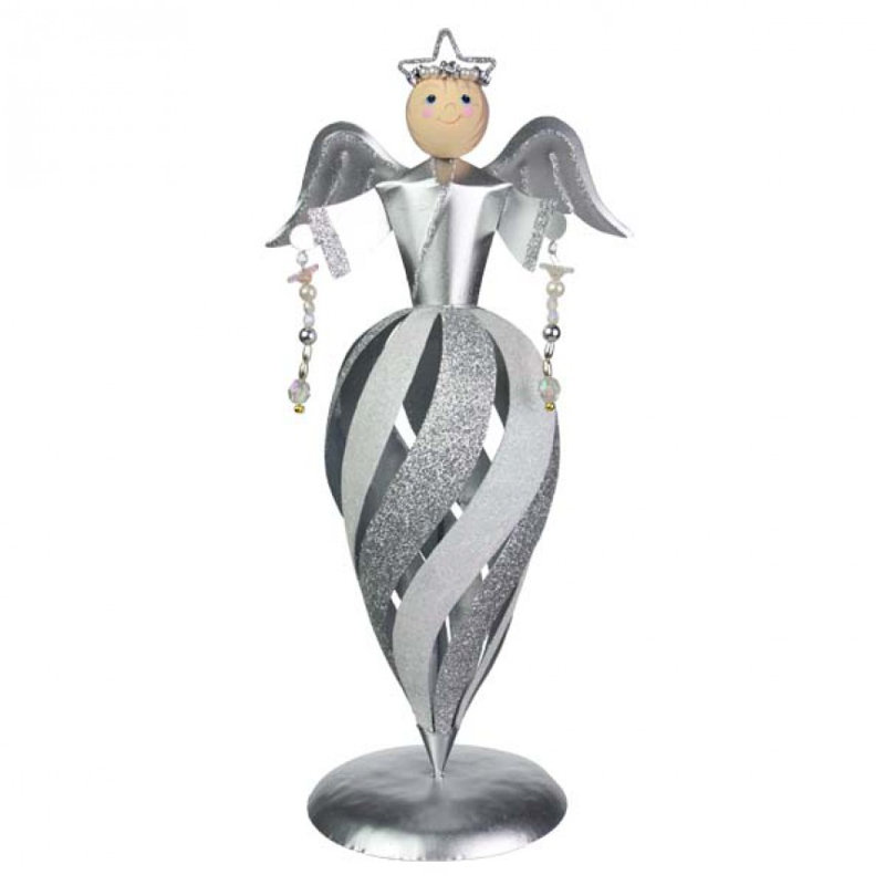 26cm Metal Ornament Accessory, Silver / White
