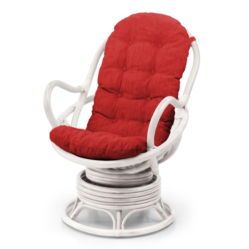 Upholstered Swivel Accent Chair, Red, White