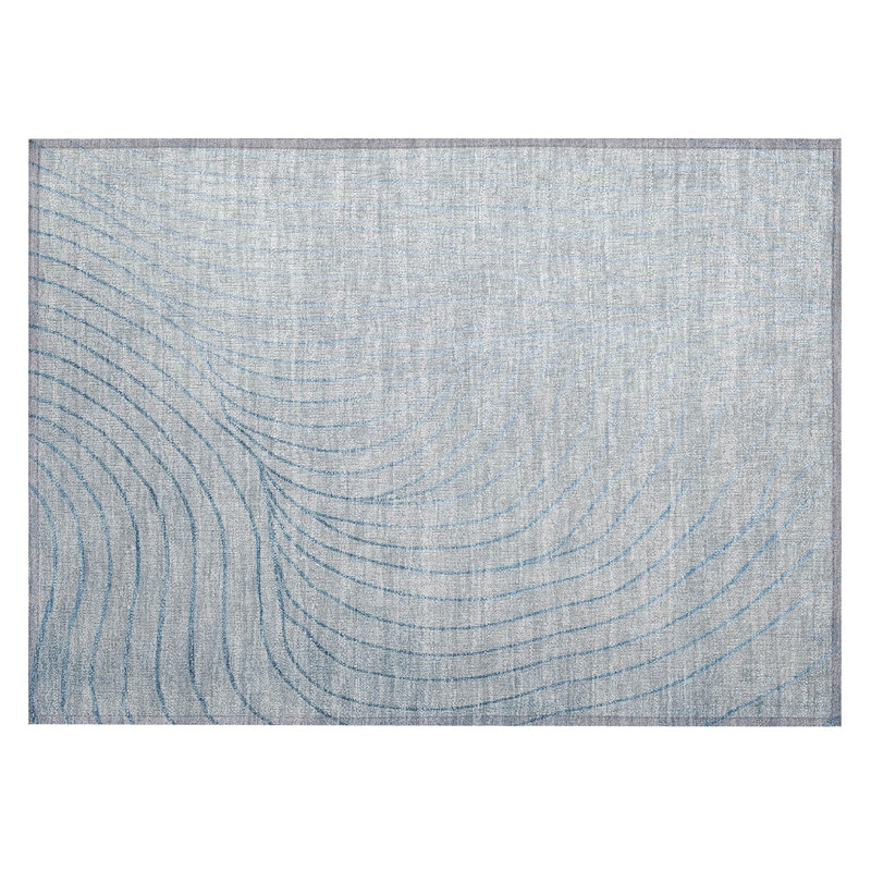 Machine Washable Indoor/Outdoor Xhevrie Sky Rug, Rectangle 1'8" x 2'6"