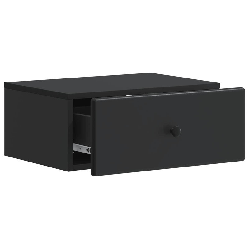 49cm W Manufactured Wood Bedside Table, Black