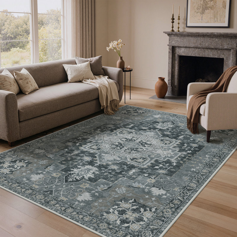 Tapis oriental performance Roehit, Rectangulaire 3 pi x 5 pi, Noir / blanc