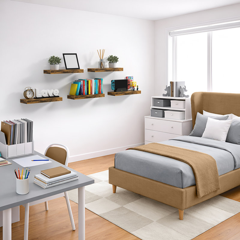  Ensemble de 3 tablettes flottantes avec fixation invisible, H 16,25 po x l 5,5 po x P 1,5 po