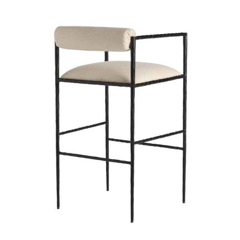 Barbana Bar Stool Oxford White Performance Fabric, Bar Stool (30" Seat Height)