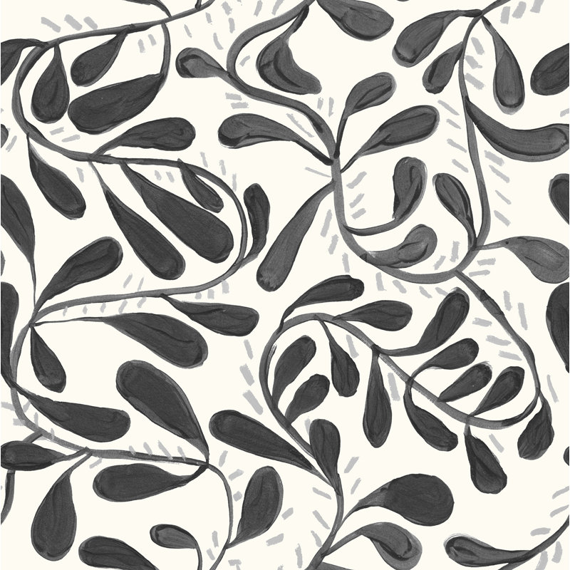 Susan Hable Floral Wallpaper Double Roll, Black/White