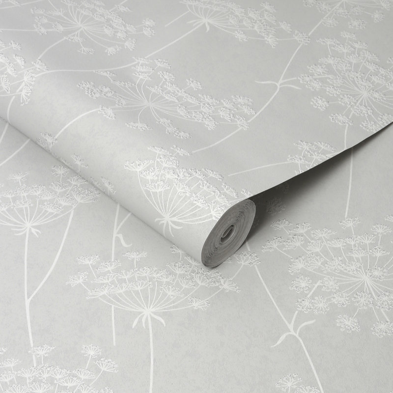 Innocence Floral Wallpaper Roll, Cloud Gray