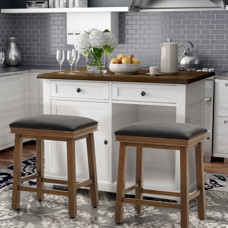 Tabouret de comptoir 24 po Jelissa, Noir, Noyer