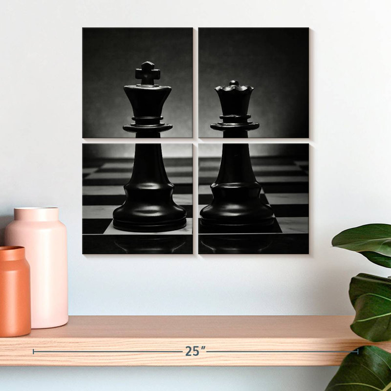 Paire d'échecs noire Senne, H 18 po x l 18 po