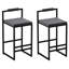 Luxueux tabourets de bar en velours gris, siège carré, dossier bas, 2 tabourets de haute qualité en noir, design ergonomique, repose-pieds, espaces multiples-1173583400-1173583402
