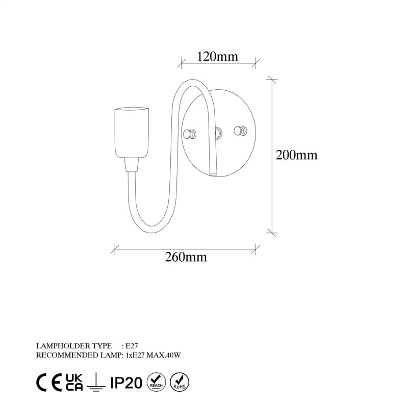 Lampe murale industrielle, finition noire et antique, 4,7 po x 10,2 po x 7,9 po | Corps en métal durable, douille E27 (40 W maximum), design abstrait élégant | Parfait pour les salons modernes, les chambres et les bureaux, classé IP20