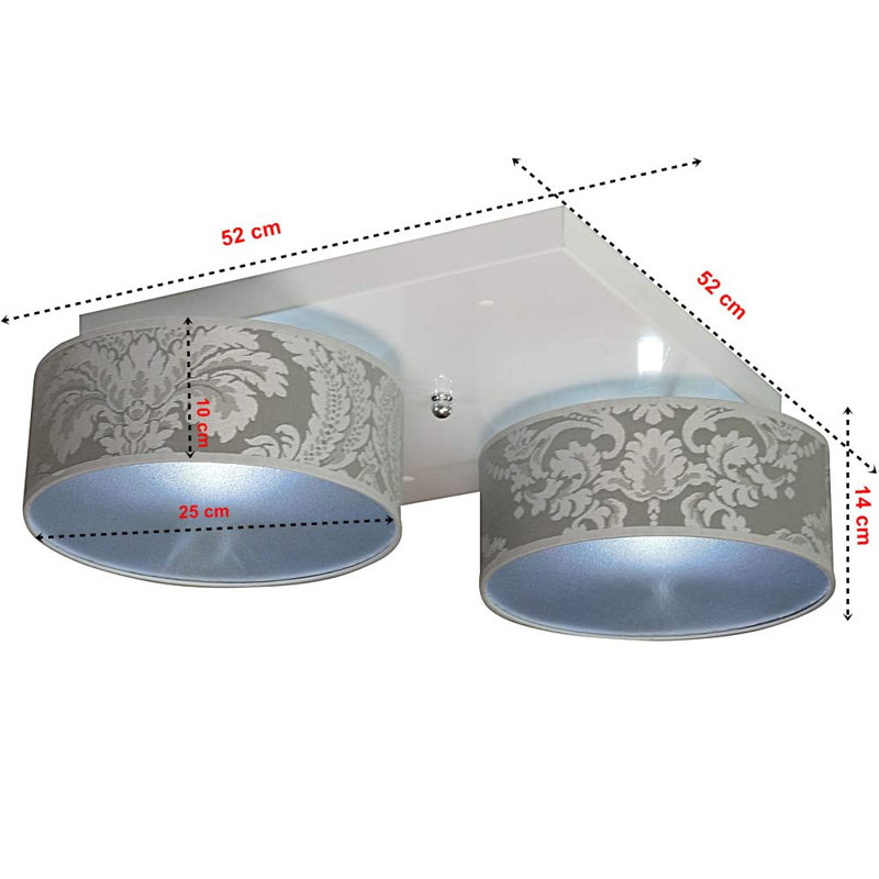 Pulley Fabric Semi Flush Mount, Silver/Turquoise