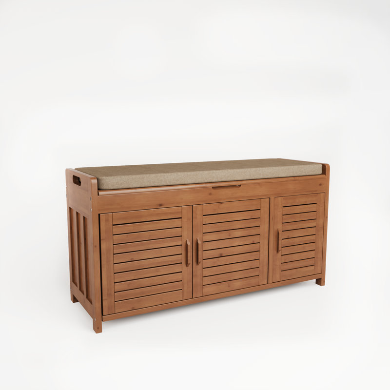 38.2“ Shoe Storage Bench Upholstered Shoe Storage Cabinet Shoe Organizer Entryway Bench with Hidden Space