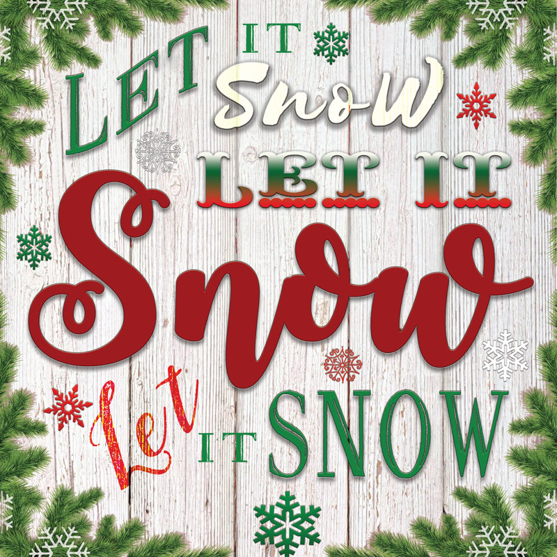 «Let It Snow» par Bluebird Barn - art textuel, H 30 po x l 30 po, Non, Papier avec cadre simple noir