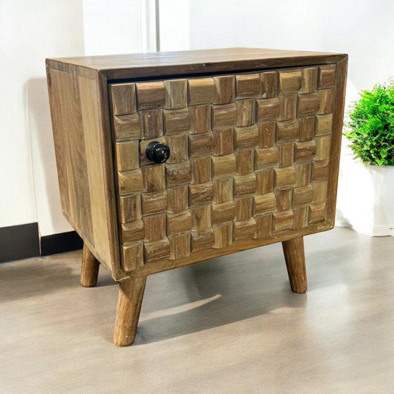 43cm W Solid Wood Bedside Table