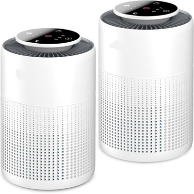 Ensemble de 2 purificateurs d'air HEPA Nettoyeur de filtre à air Élimateur d'odeurs Élimine les poussières de fumée Pollen Pet Veilleuse Veilleuse Système de filtration 24dB