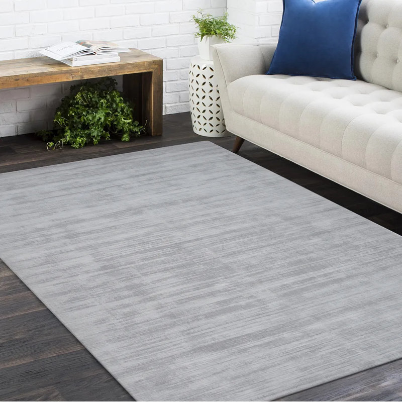 Milo Area Rug in Silver, Rectangle 5' x 8'
