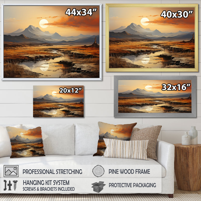 " Volcano Volcanic Vista ", Gold Floater Framed, 12" H x 20" W x 1" D
