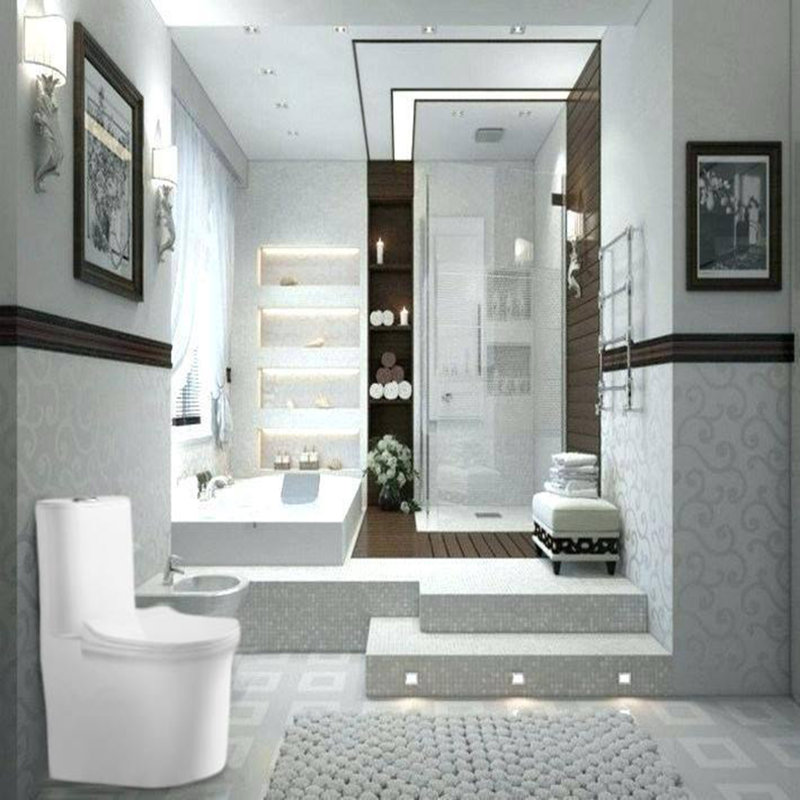 One-Piece Water Saver 4 GPF Compact Elongated Commercial Grade Dual Flush Toilet 