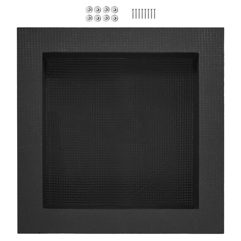 Niche de douche prête à poser pour carrelage 16 po x 16 po, organisateur à tablette simple, coins carrés encastrés, niche de rangement moderne, savon scellé pour salle de bain, noir