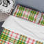 Tartan à carreaux blanc et vert - Ensemble de housse de couette abstrait - Microfibre de polyester-867769479