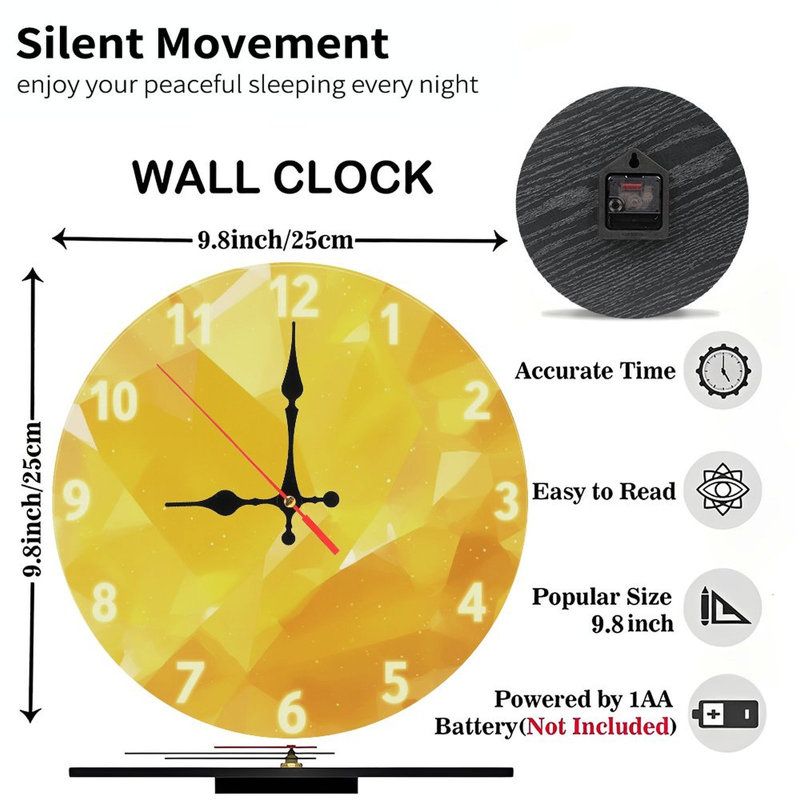 Horloge sur fond jaune