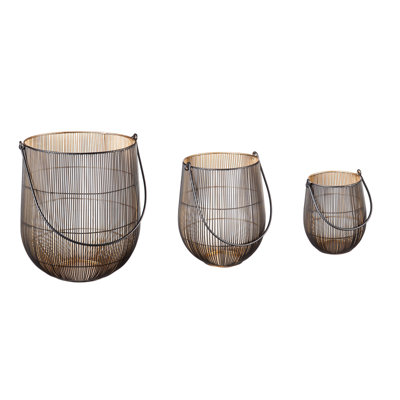 Lanterne en métal 3 pièces en maille