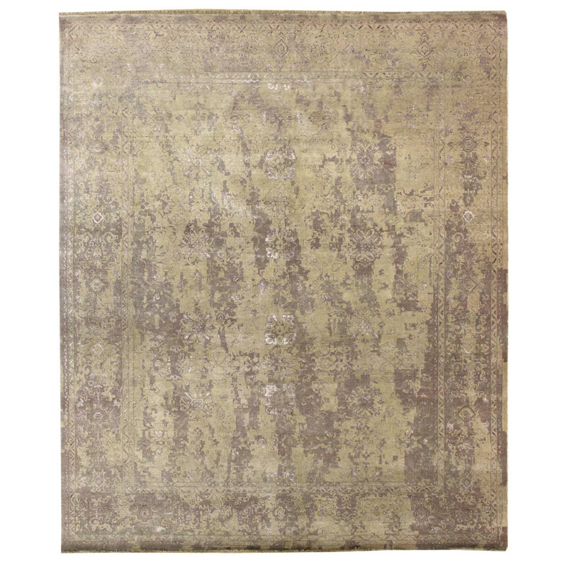 Tapis unique gris / taupe / lavande 8 pi 1 po x 9 pi 9 po Tabriz