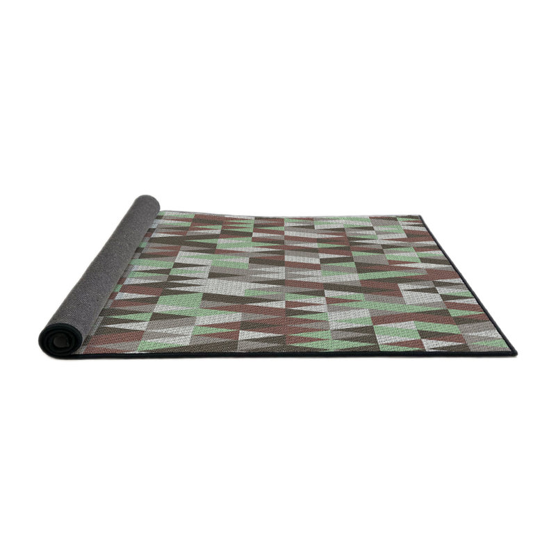 Tapis brun/vert tissé à la machine, Rond 8 pi
