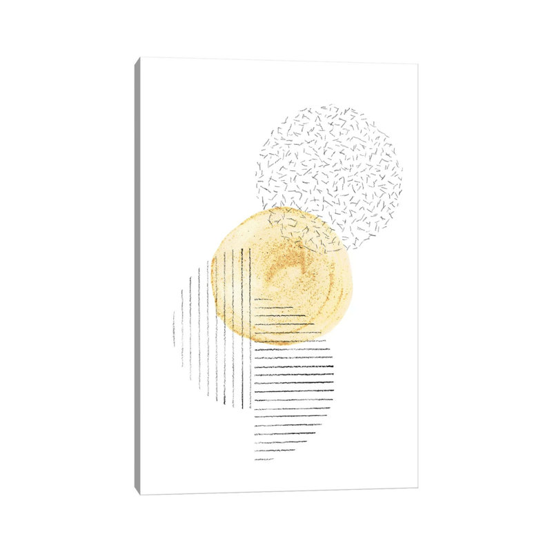 Mustard And Line Art Circles - Painting on Canvas, Wrapped Canvas, 101.6cm H x 66.04cm W x 3.81cm D
